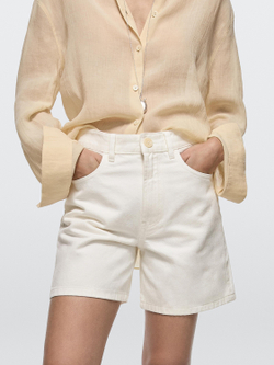 Massimo Dutti Джинсовые шорты со средней посадкой, экрю
