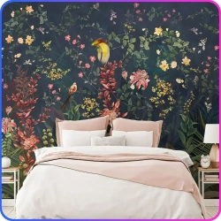 Фотообои Цветы, Листья, Птицы 300х270 см Luxury Walls AM36903