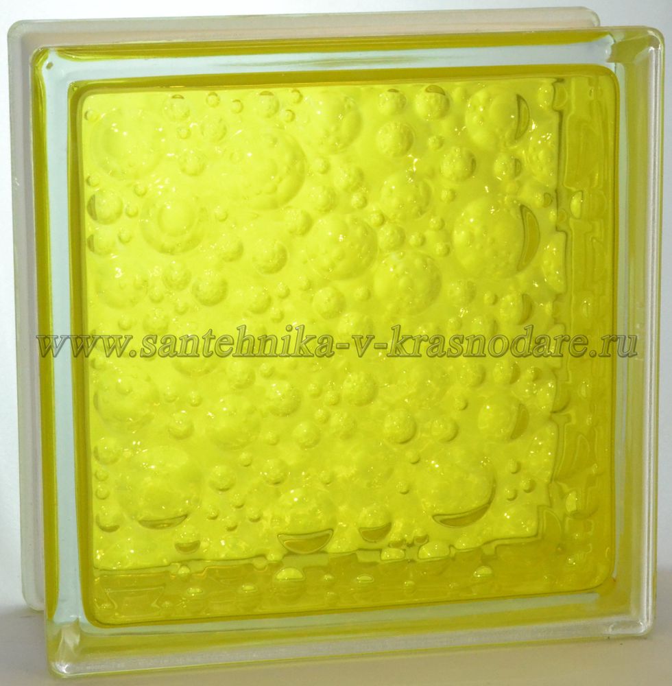 Стеклоблок савона желтый окрашенный изнутри Vitrablok 19x19x8