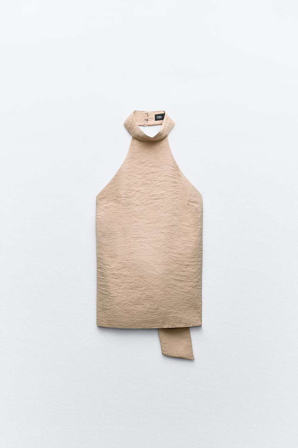 ZARA СТРУЯЩИЙСЯ ТОП С ГОРЛОВИНОЙ ХАЛТЕР И ОТКРЫТОЙ СПИНОЙ, КАМЕННО-СЕРЫЙ