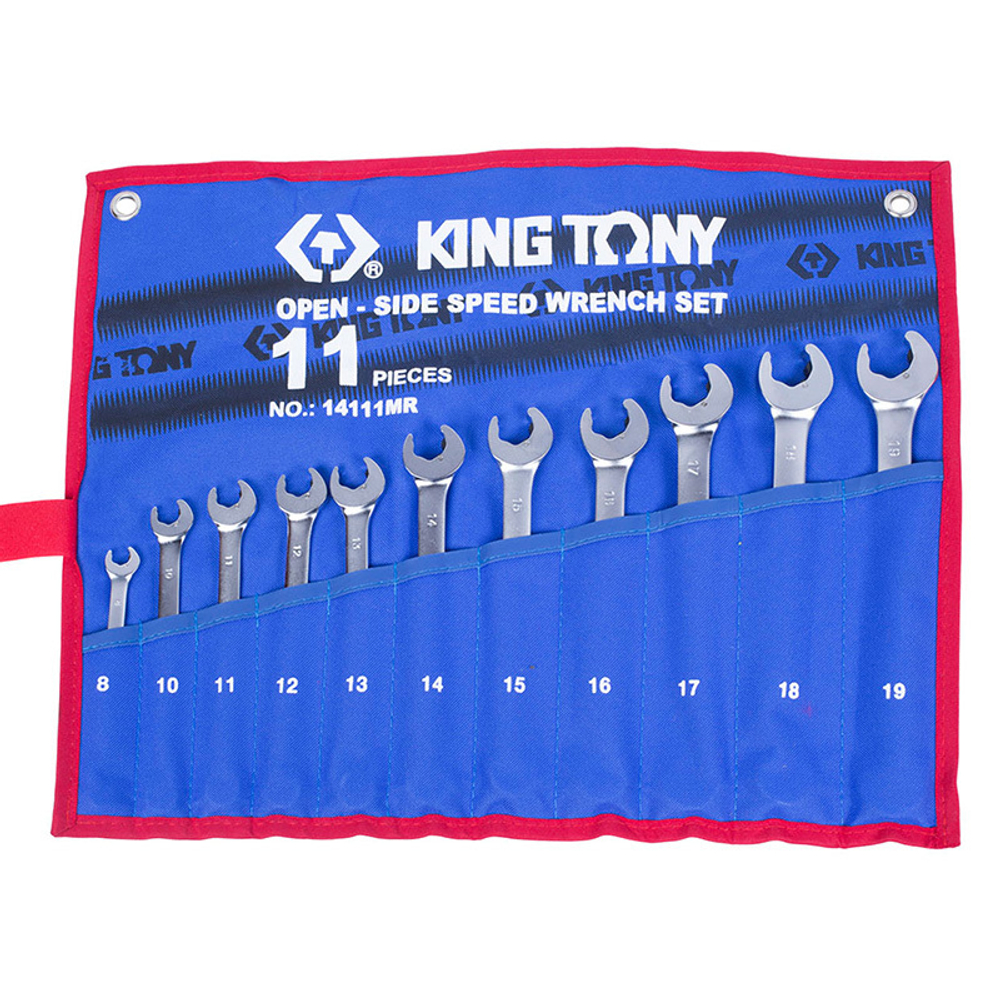 Набор комбинированных трещоточных ключей, 8-19 мм, чехол из теторона, 11 предметов KING TONY 14111MRN