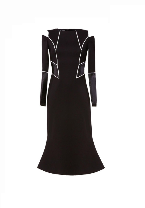 Платье с юбкой годе чёрное 12-02-19FW