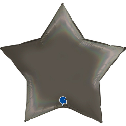 Шар (18""/46 см) Звезда, Черная платина, Голография, 1 шт. В56