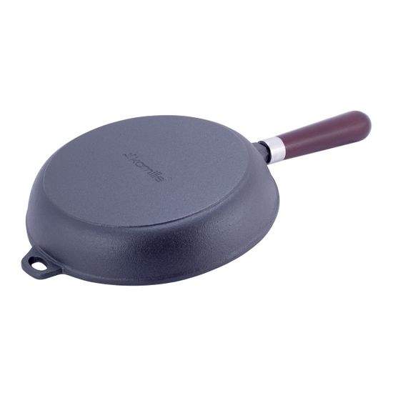 Сковорода чугунная 24,5 см. с деревянной ручкой Kamille KM 4810V