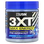 USN, 3XT Max Energy, высокий стимулирующий и термогенный предтренировочный комплекс, со вкусом голубой малины, 180 г (6,35 унции)