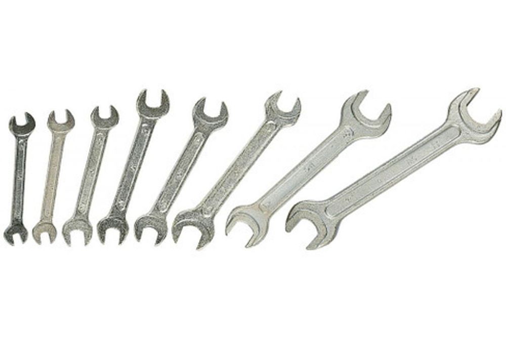 Набор Ключи МЕХАНИК рожковые, оцинкованные, 6-17мм, 8шт