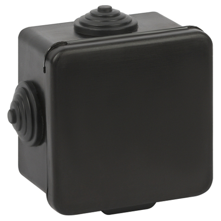 Распаячная коробка ЭРА KOR-65-65-50-4g-B открытой установки черная 65х65х50мм с гермовводами 4 вх. IP54