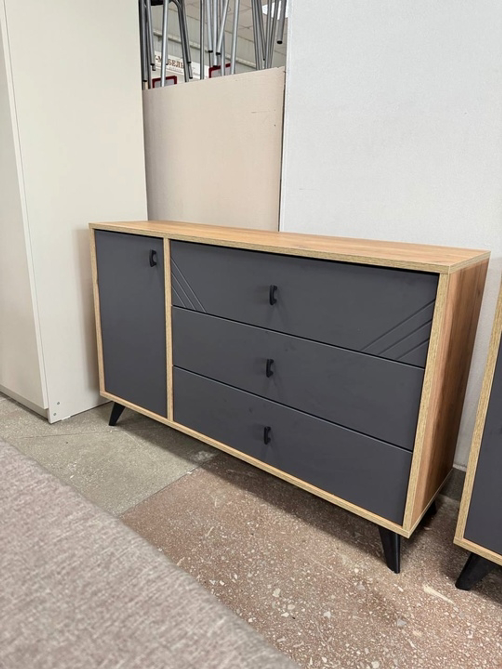 Комод 3 ящика со створкой «Байкал» Графит