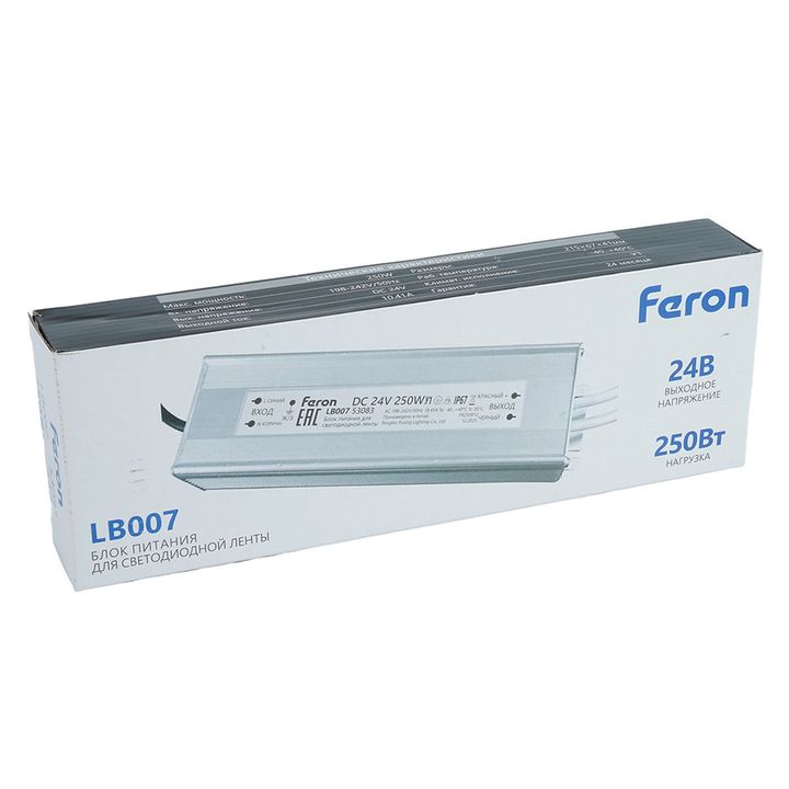 Трансформатор электронный для светодиодной ленты 250W 24V IP67 (драйвер), LB007 Feron 53083
