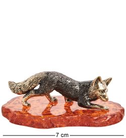 Народные промыслы AM-1398 Фигурка «Лиса на охоте» (латунь, янтарь)