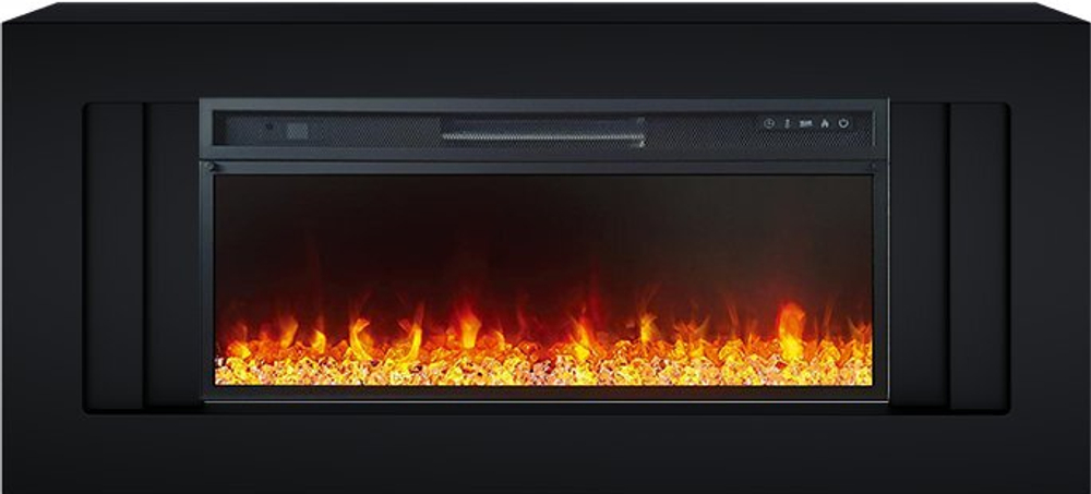 Каминокомплект Line 42 CRM (санд блэк) (Разборный) - Матовый черный с очагом Vision 42 LED