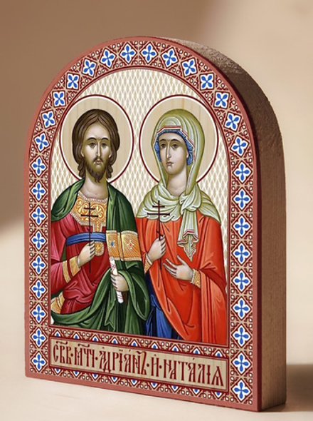 Икона аркой Адриан и Наталия, св.мчц на дереве: 95 х 120 (Синопсисъ)