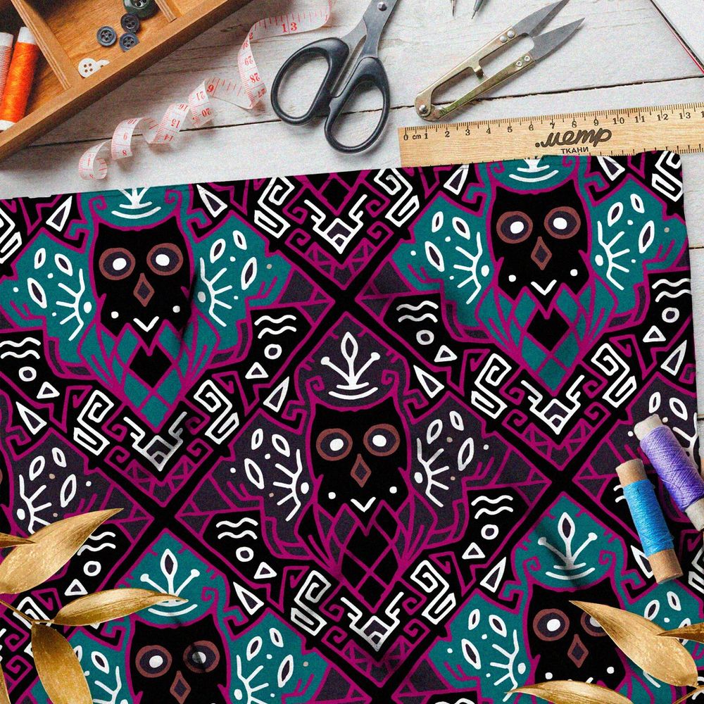 Ткань оксфорд 210 ядовитые узоры с сахарными черепами