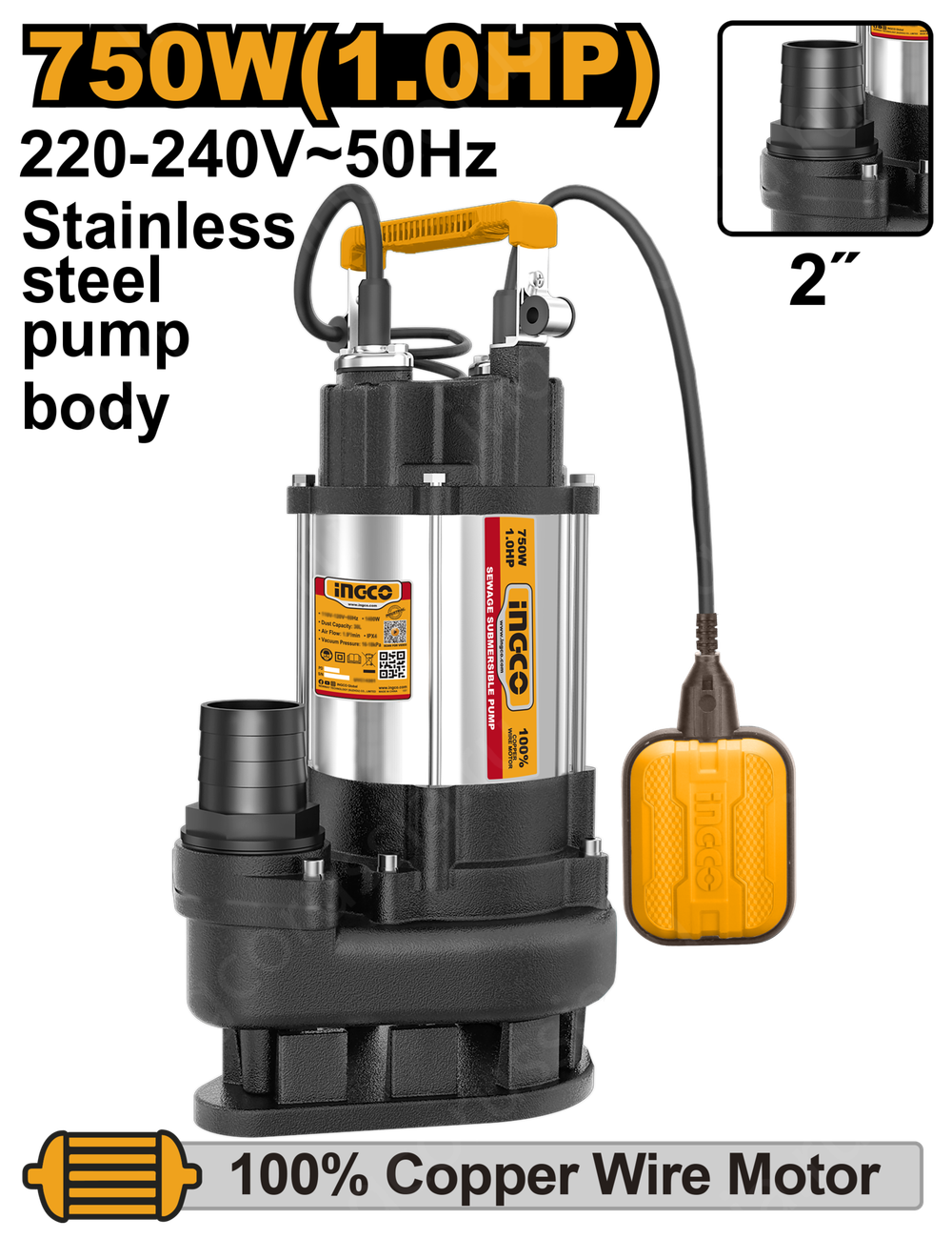 Погружной насос 750 Вт, кор