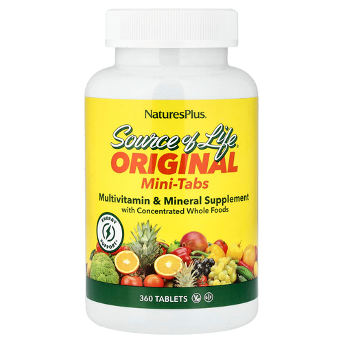 NaturesPlus, Source of Life®, оригинальные мини-таблетки, мультивитаминная и минеральная добавка, 360 таблеток
