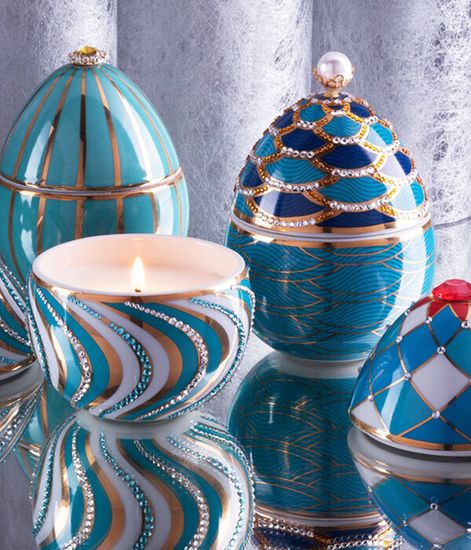 Espiral blue, свеча Bois de Russie Helicoidal Egg, Ladenac Milano