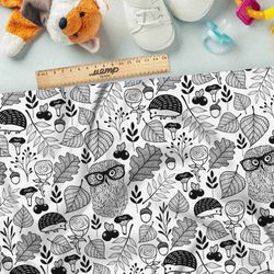 Ткань габардин совы и ежи