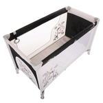 PITUSO Манеж-кровать Florecita Black/Черный,1 уровень,2 кольца,2 колеса,лаз на молнии,125X65X78 см