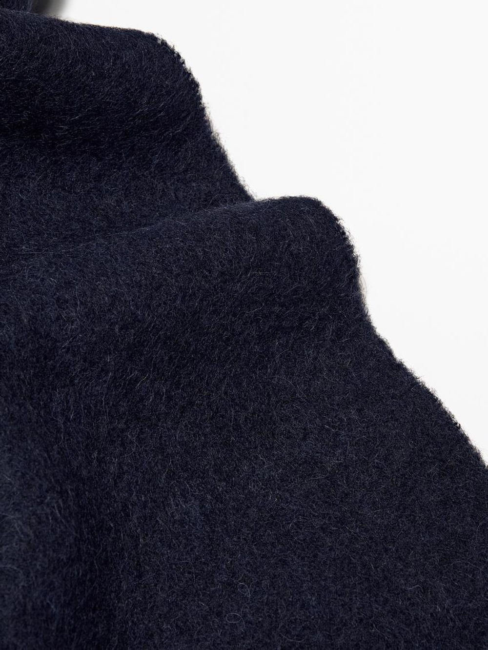 Massimo Dutti Шарф из смесовой шерсти с бахромой, темно-синий