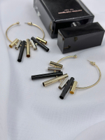 Серьги кольца с передвижными трубочками в оттенке золото, серебро и графит