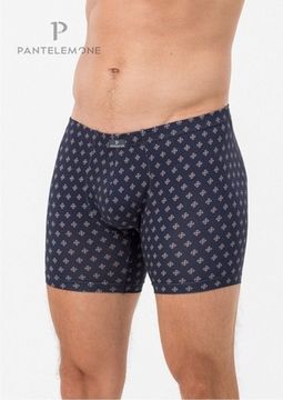 Трусы мужские боксеры удлинённые Pantelemone PMHL-1515, геометрия темно-синяя/бежевая