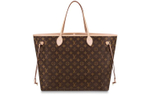 LOUIS VUITTON NEVERFULL Coated Canvas With Leather Handbag, Shoulder Bag Large Women"s Brown
