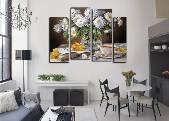 Модульная картина "Белые астры"