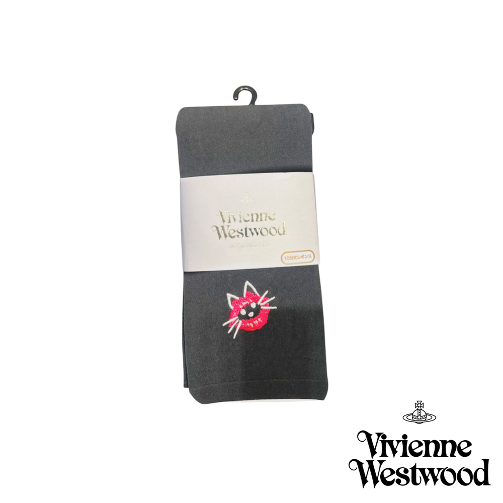 VIVIENNE WESTWOOD ЛЕГГИНСЫ СЕРЫЕ С ВЫШИВКОЙ В ВИДЕ КОТА