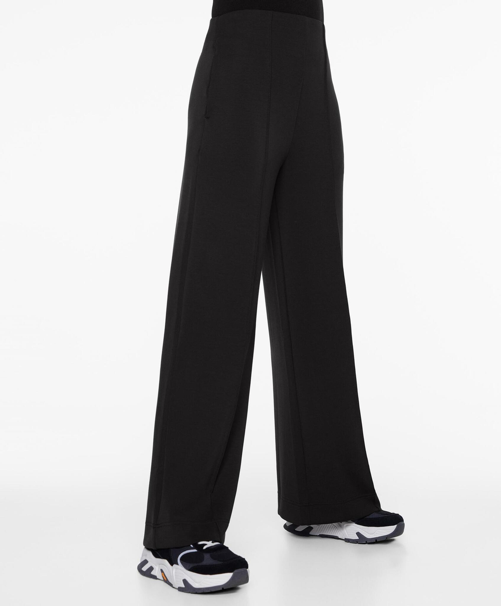 OYSHO Прямые брюки с рельефным швом из ткани с модалом, черный