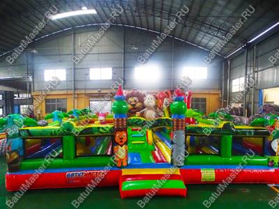 Коммерческий надувной батут "Зверята на радуге" 12*9*2.8 м.