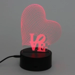 Светильник ночник «3D-LOVE» на пластиковой подставке, с включателем USB