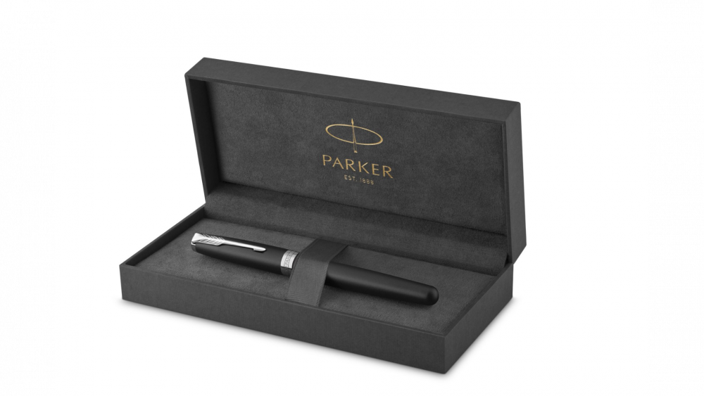 Ручка роллер Parker Sonnet Matte Black CT 1931523, стержень: F, цвет чернил: black, в подарочной упаковке