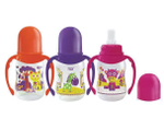Бутылочка 120-125мл "Русские мативы" с силик. соской талия цветной рисунок, с ручками (Lubby)