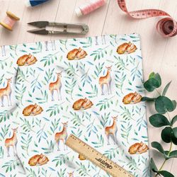 Ткань бязь акварельные оленята