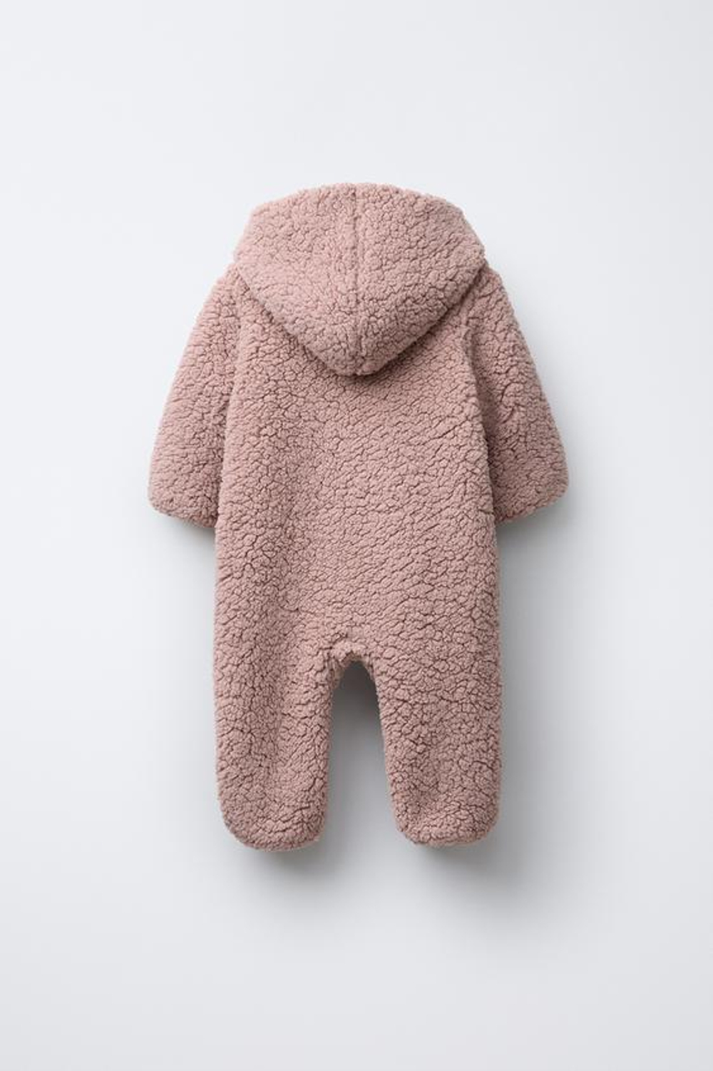 ZARA КОМБИНЕЗОН ИЗ ИСКУССТВЕННОЙ ОВЧИНЫ И ПОЛАРФЛИСА, ПУДРОВО-РОЗОВЫЙ