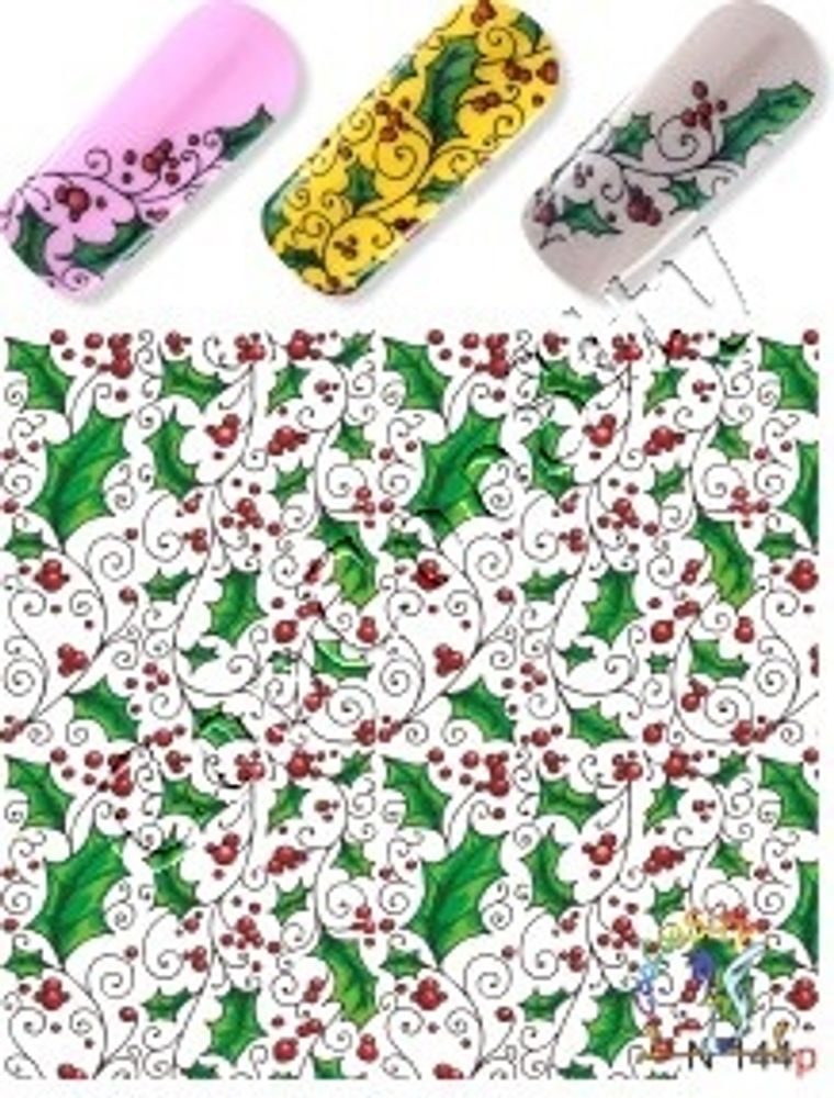 Слайдер-дизайн для ногтей цветы N 144
