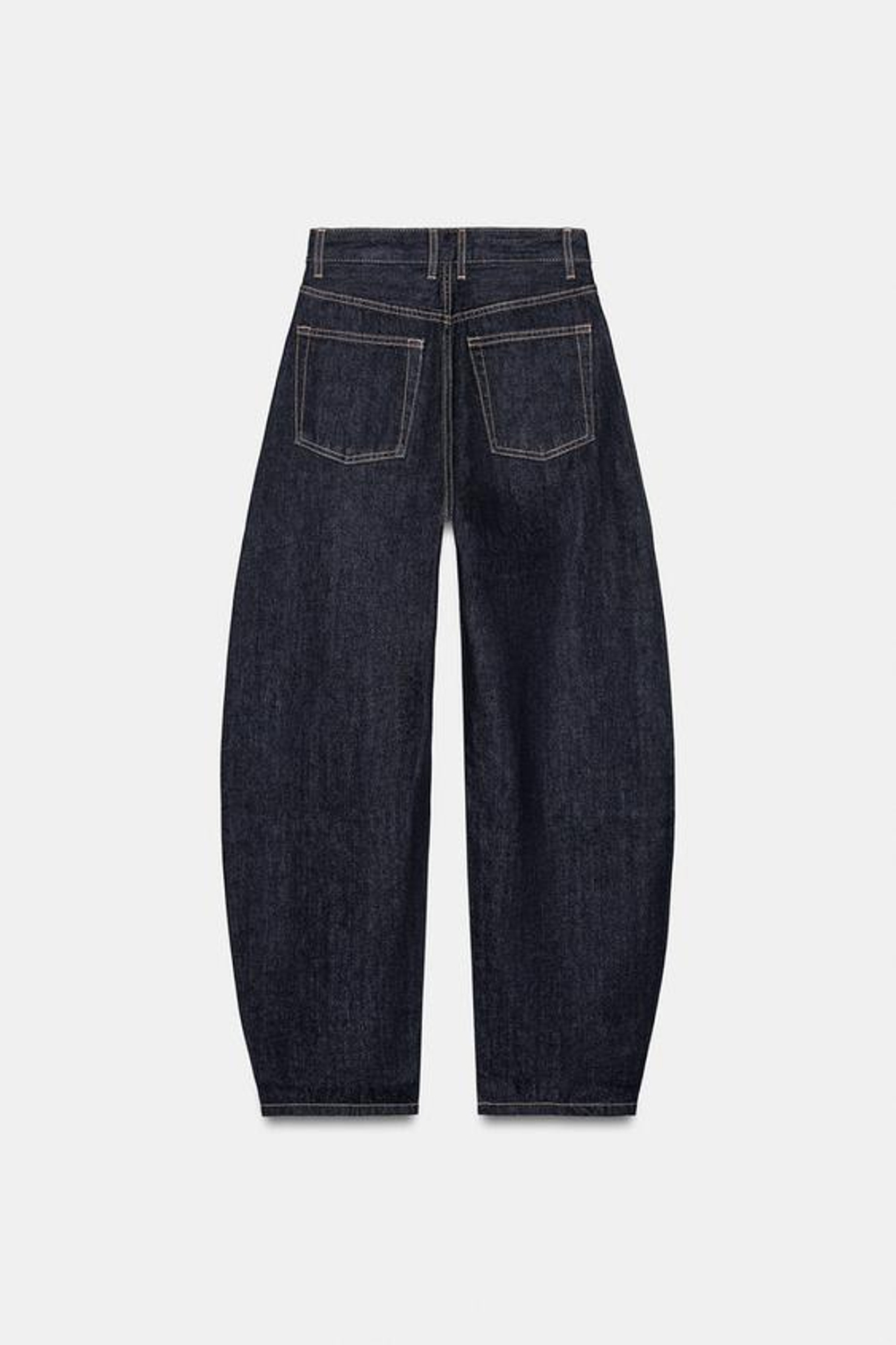 ZARA ДЖИНСЫ BARREL TRF С ВЫСОКОЙ ПОСАДКОЙ, ТЕМНЫЙ ИНДИГО