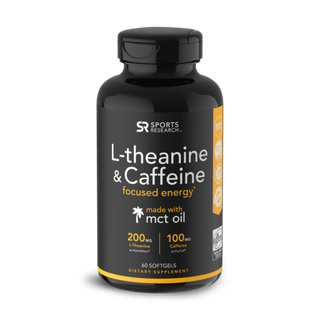 Sports Research, L-Theanine and Caffeine, L-теанин и кофеин с маслом MCT, 60 капсул