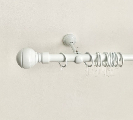 Карниз кованый для штор "Паола" d19 мм однорядный, цвет белый глянец