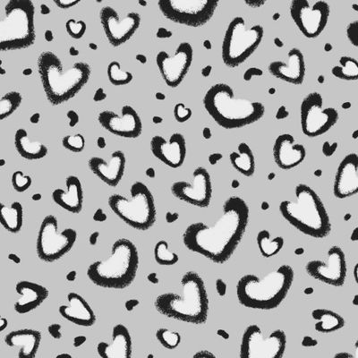 Леопардовые сердца / серый с белым