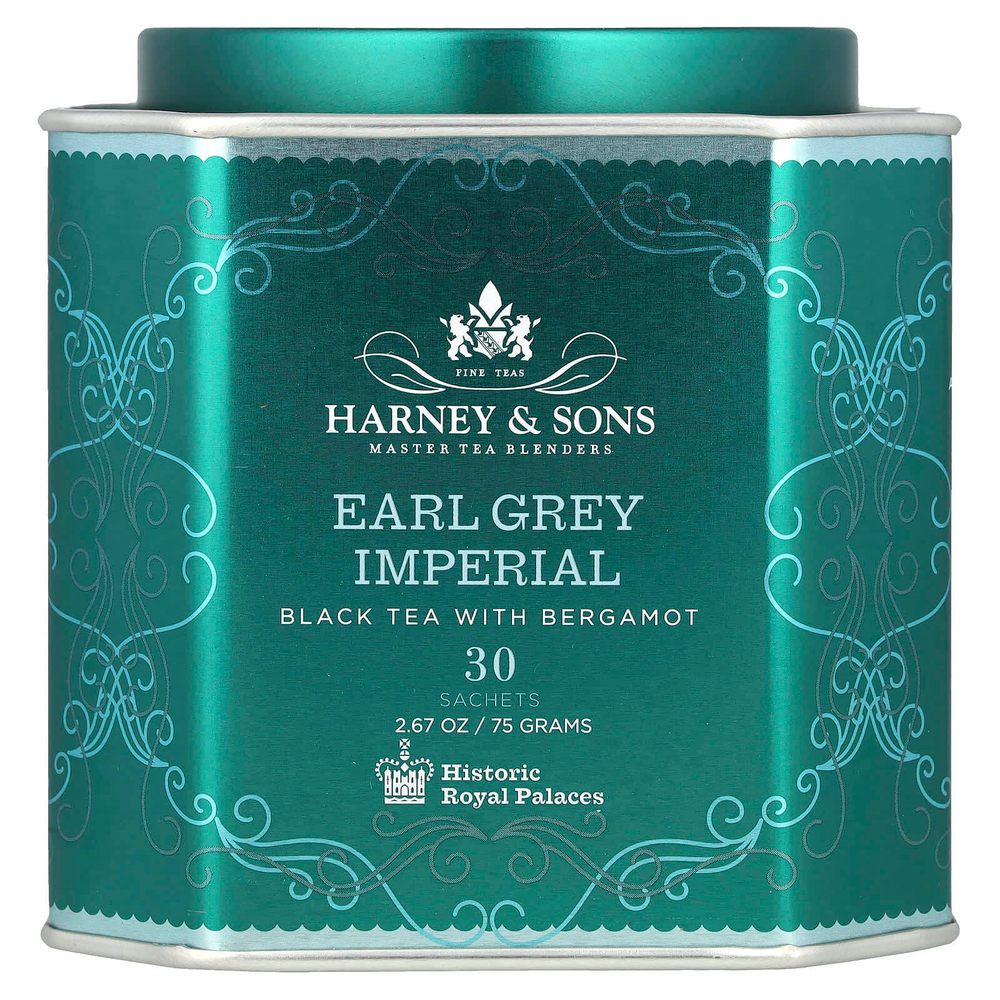 Harney & Sons, Earl Grey Imperial, черный чай с бергамотом, 30 пакетиков, 75 г (2,67 унции)