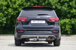 Фаркоп PT GROUP съемный квадрат, с нерж. накладкой для KIA Sorento Prime/HYUNDAI Santa Fe 2018-2020(паспорт и сертификат в комплекте)(без электрики) арт.HSF-18-991124.00