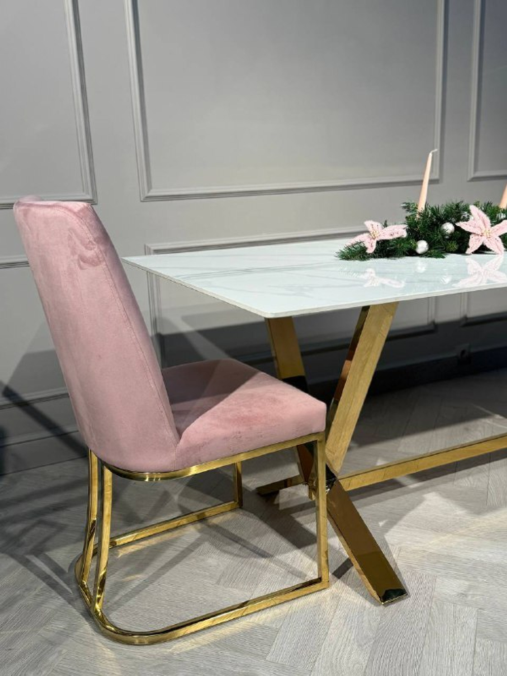 Стул обеденный Ist Casa Пресли, 45х44х92, пыльная роза, золотой