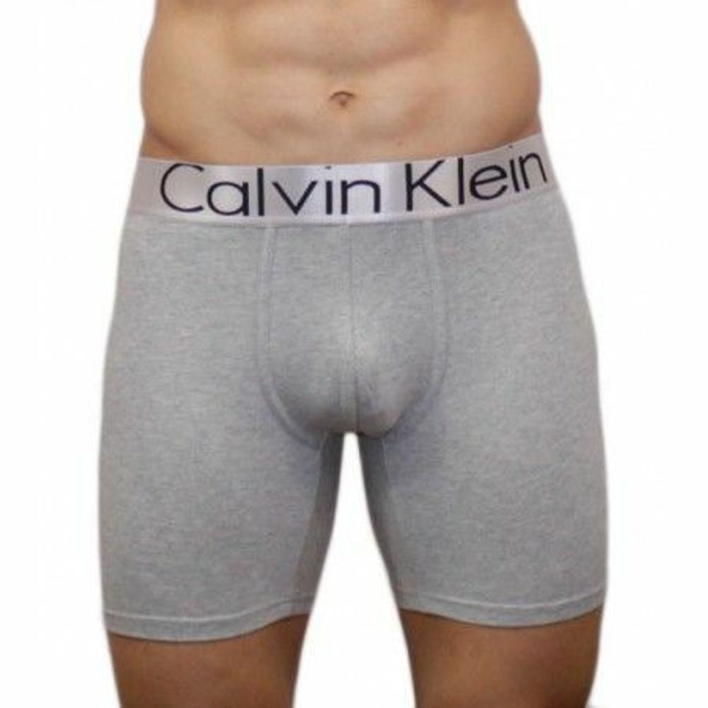 Мужские трусы боксеры удлиненные Calvin Klein серые