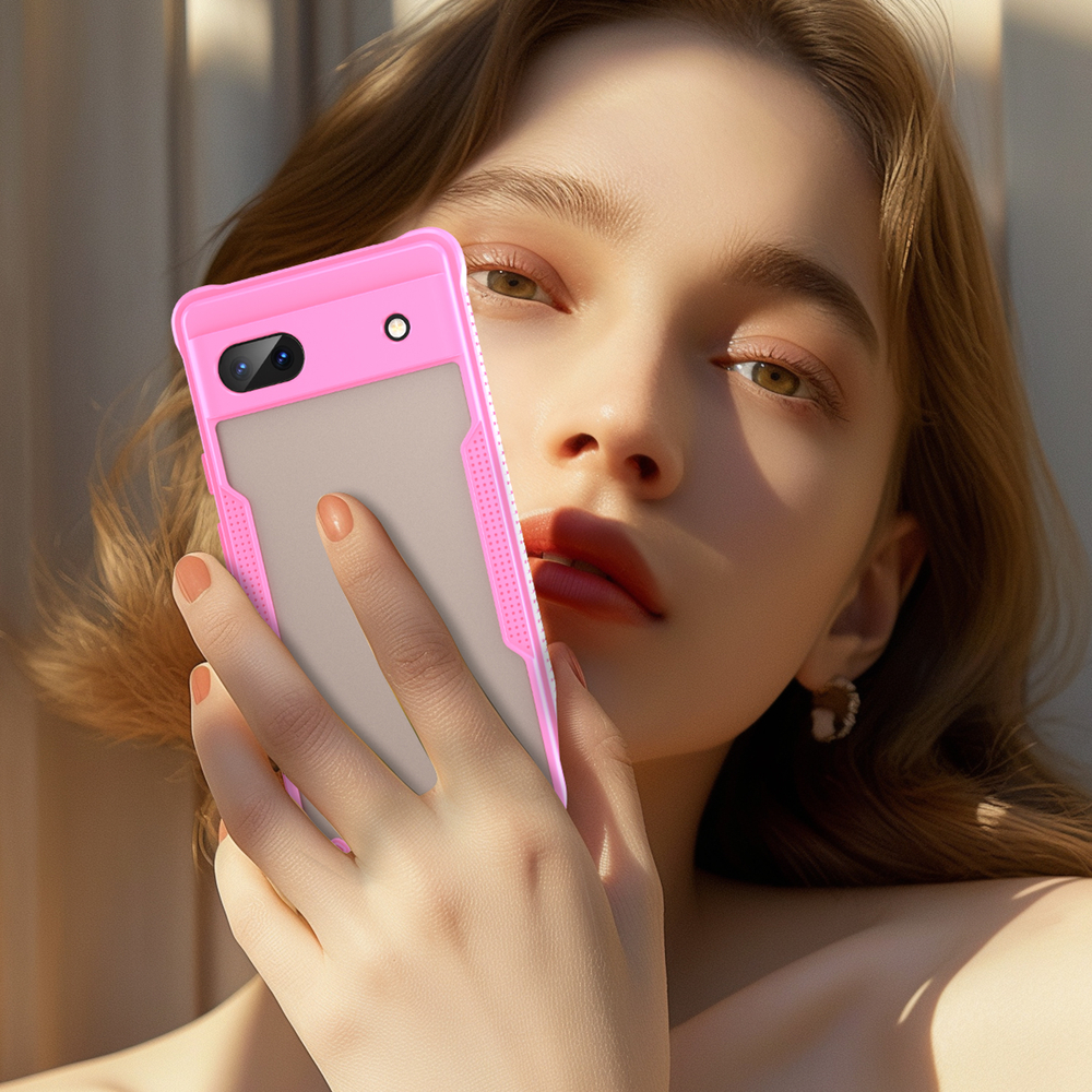 Чехол с боковыми рамками розового цвета для Google Pixel 6a, задняя крышка прозрачная тонированная
