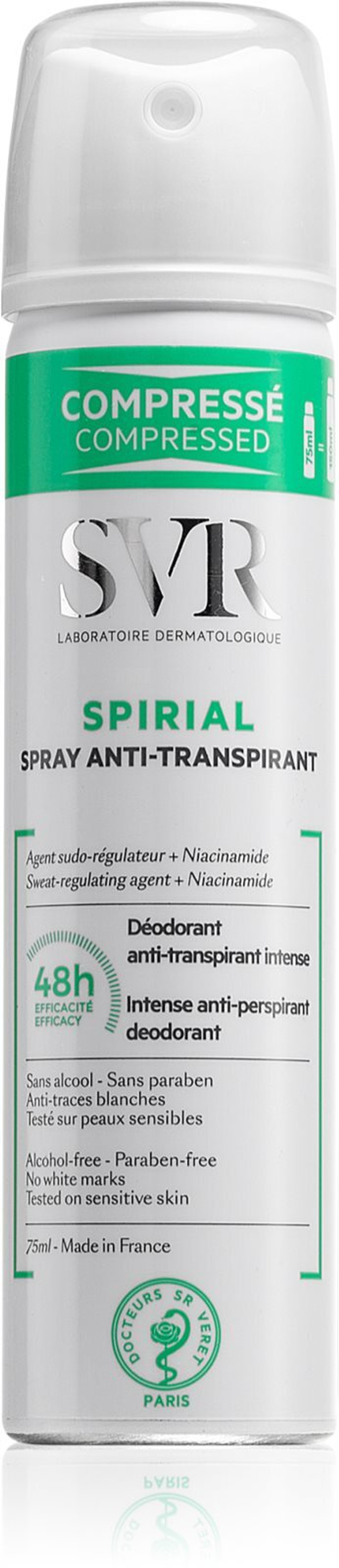 SVR Spirial - спрей-антиперспирант с 48-часовым эффектом /   75  ml  / GTIN 3401360288188