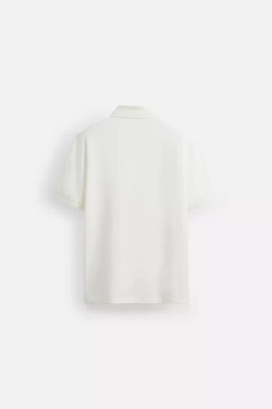 ZARA ПОЛО С ЗАСТЕЖКОЙ-МОЛНИЕЙ, ЖЕЛТОВАТО-БЕЛЫЙ