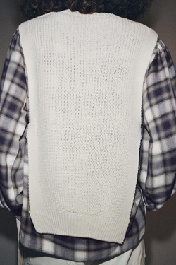 ZARA КОМБИНИРОВАННАЯ РУБАШКА В КЛЕТКУ С ЖИЛЕТОМ, ЭКРЮ