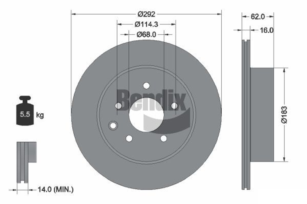 BENDIX Braking - BDS1207-BEN - Brake Disc