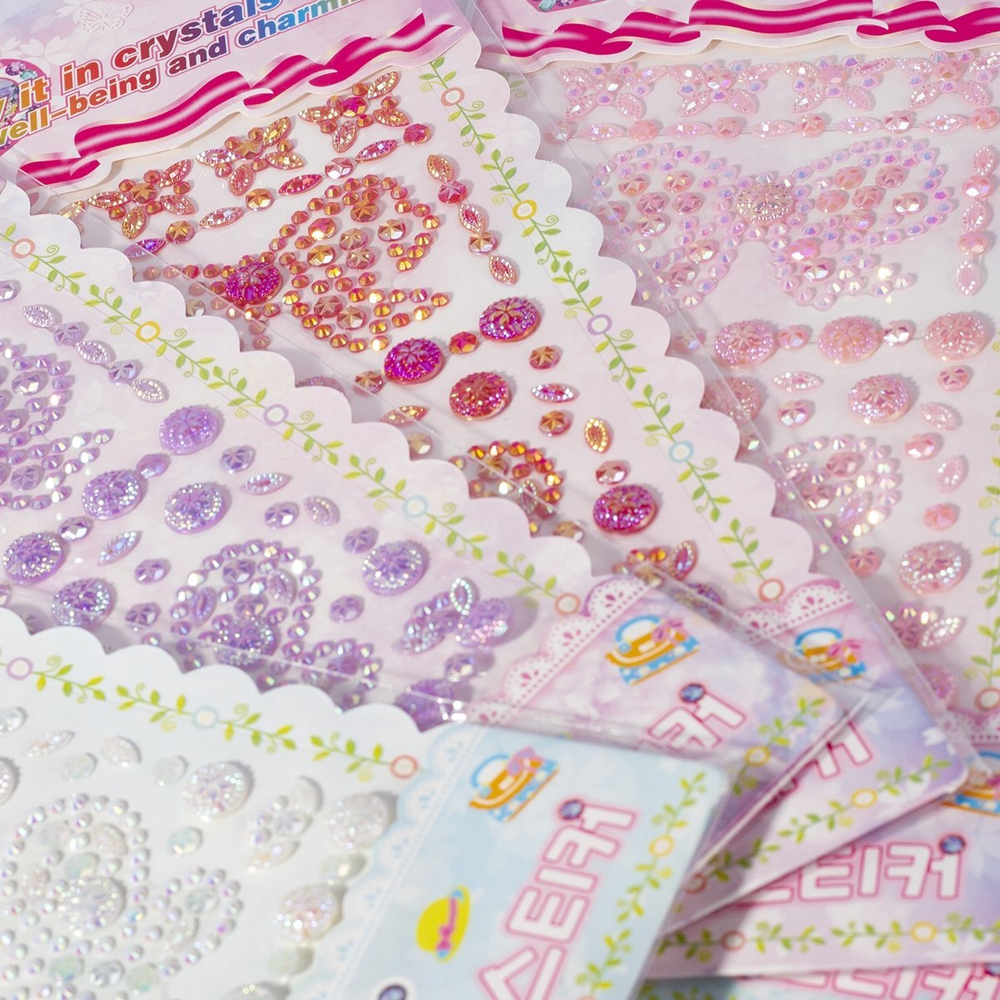 Наклейки-стразы Alingar, акриловые, "Бабочка и бантик", ассорти, пакет с европодвесом